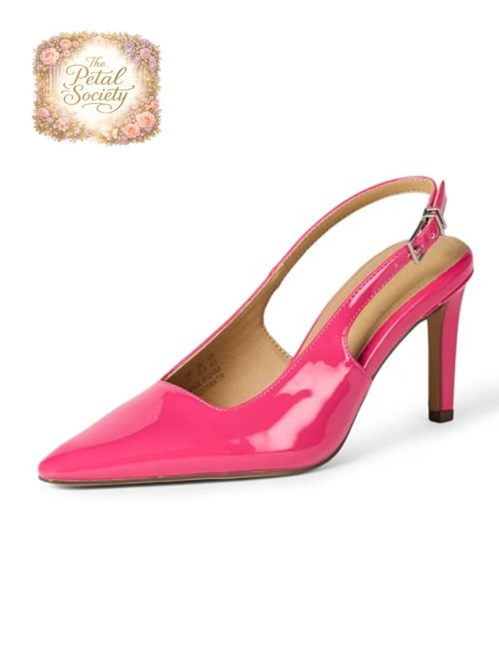 Women's Pointed Toe Slingback Heels with Ankle Strap & Memory Foam